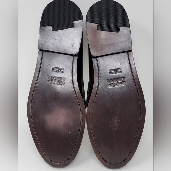Johnston & Murphy Me's Sz 8.5 Dress Loafer Shoes Brown Moc Toe Leather Pre-owned - Picture 7 of 9